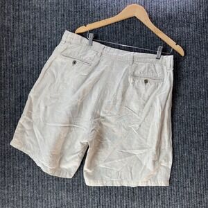 Vintage 90s Eddie Bauer Linen Chino Shorts 38 Men Pleat Coastal Preppy Old Money